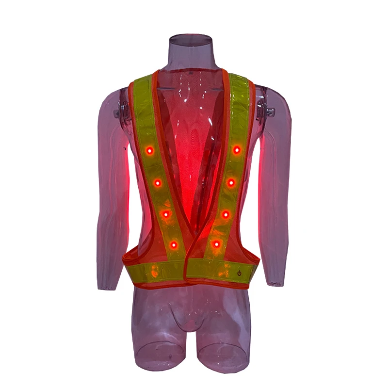 Custom Logo Construction Safety Reflector Vest belt Rechargeable Running Cycling Led Light Flash Reflective Vest