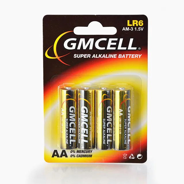 GMCELL Alkaline Battery Lr6 Am-3 Super Dry Cell Batteries for Toys 1.5v Aa Size Aluminium Foil Power Flash Alkaline Cylindrical