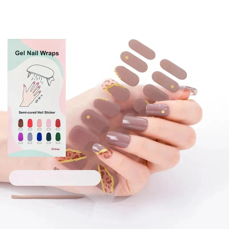 Semi Cured Gel Nail Sticker 3D Plastics Wholesale Nail Gel Strip Lattice Personalize Design Gel Nail Sticker