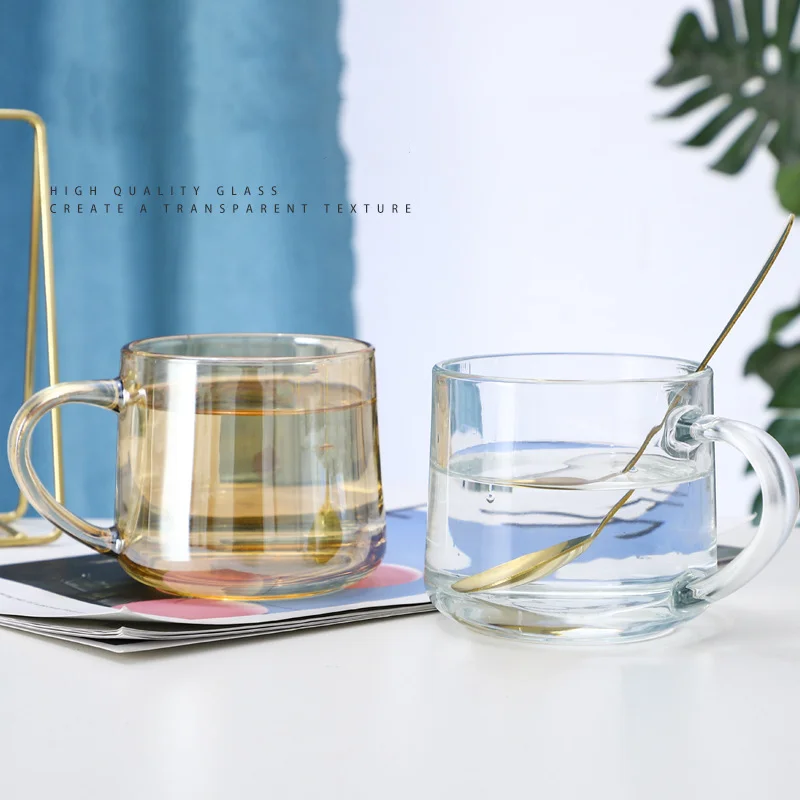 Simple Glass Coffee Cup High Beauty Summer Cold Drink Juice Cup
