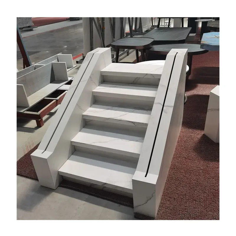 Marble Stair Steps Making Calacatta White Marble Stair Treads White Polishing  Tiles On The Stairs