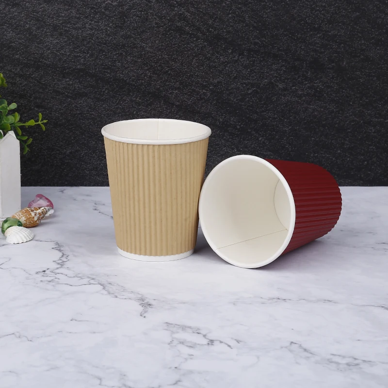 12oz Disposable Ripple Wall  Corrugated  Coffee Paper Cup Sold Wholesale