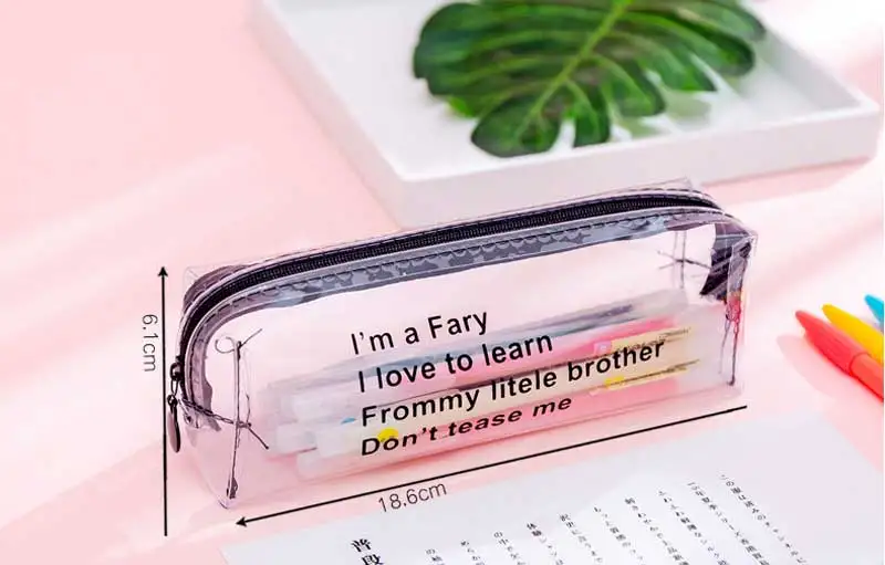 2023 New Popular Transparent PVC pencil case school plastic pencil pouch Travelling cosmetic pouch with zip