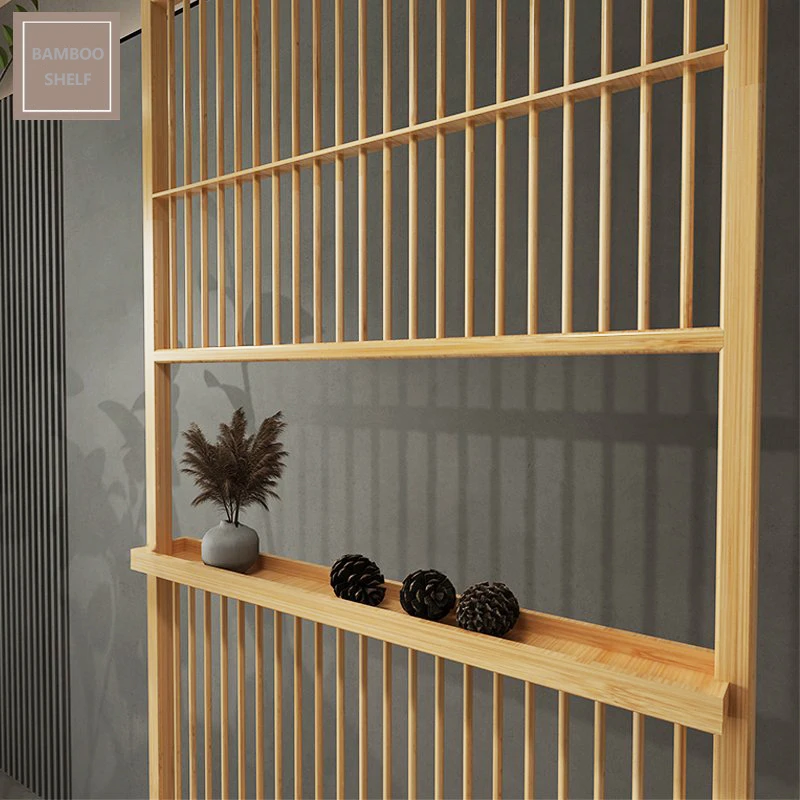 Natural color wood Folding screen wall mounted hanging room divider