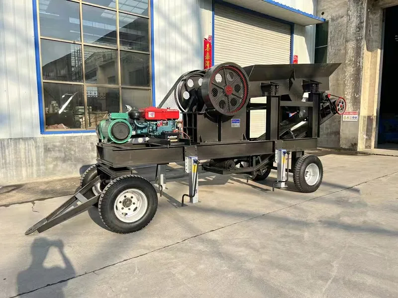 Manufacturer customized portable 250x400 jaw crusher with vibrating feeder and belt conveyor