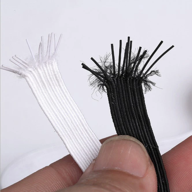 Manufacture 3/6/8/10/12/15/20/25/30/40mm White Black Spandex Polyester Flat Elastic Tape For luggage sweatpants