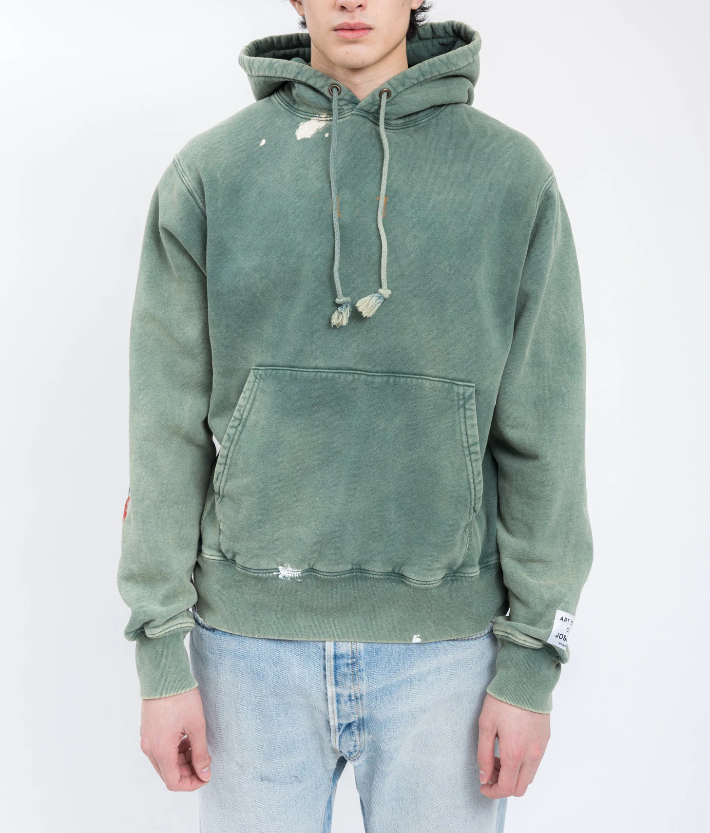 Custom Fashion Forest Green Gallery Dept Logo PAINTED Hoodie for men