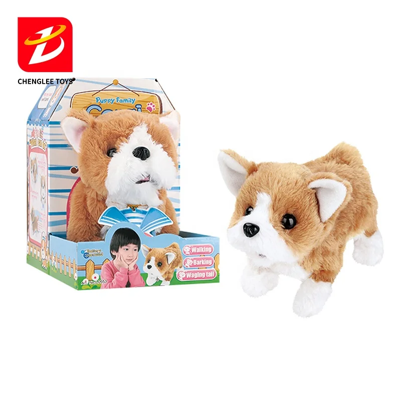 B/O Animal Plush Pet Dog Toys Set Talking Sounds Soft Toy Pretend Play Game Set For Kids
