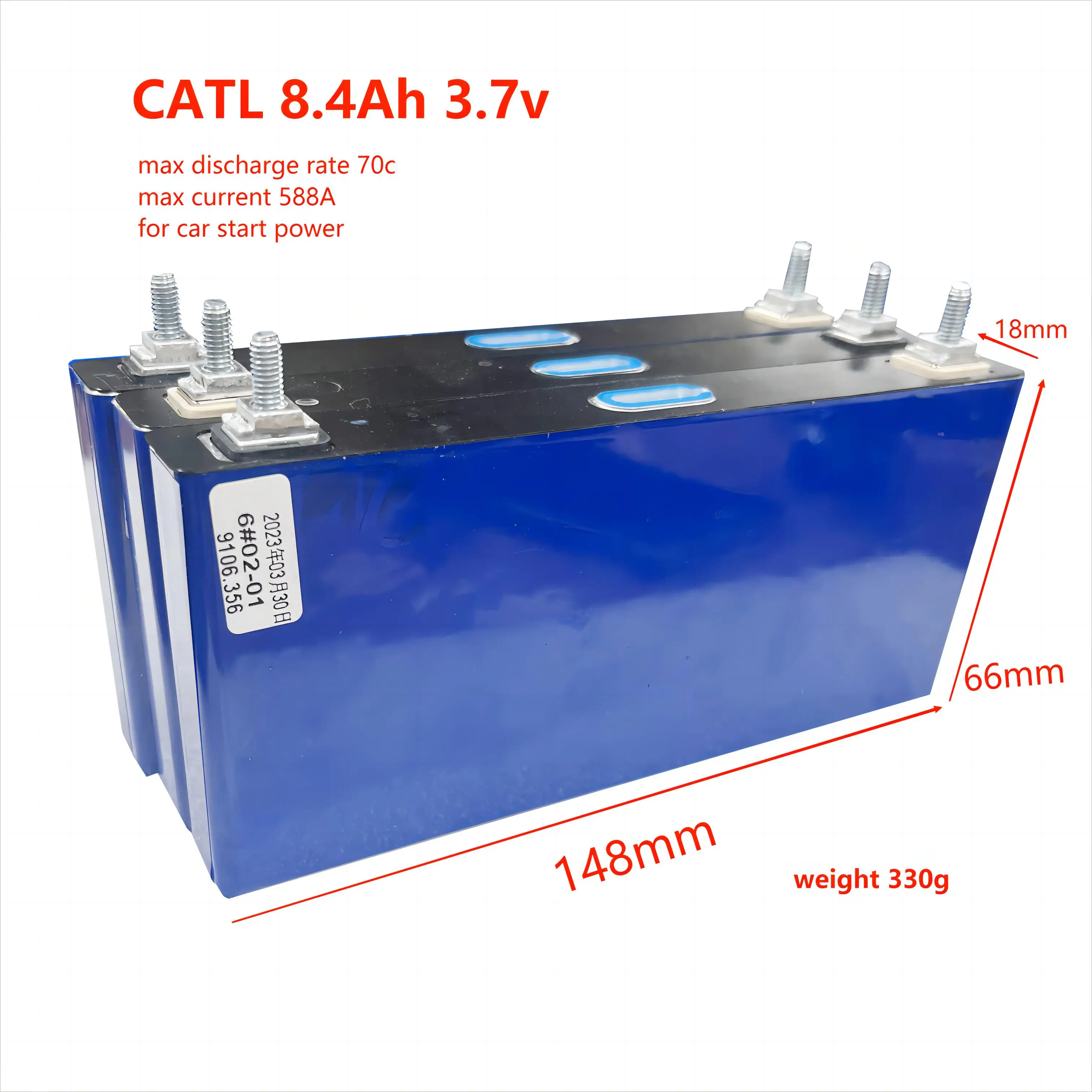 High C-rate CATL 3.7V 8.4Ah 70C discharge NMC Lithium ion Battery starting power 6.2Ah 6.9Ah BYD 5.2Ah for Car Audio