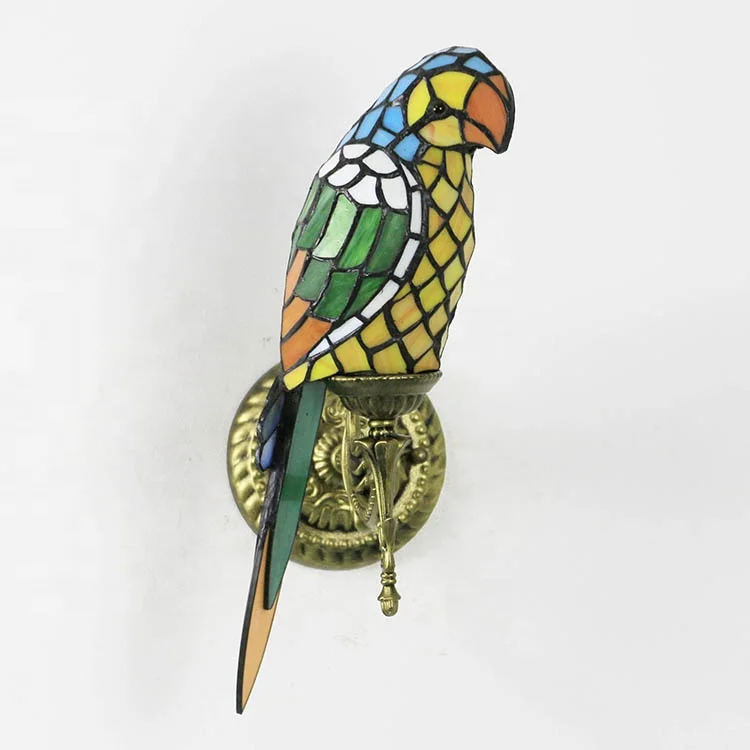 LongHuiJing Tiffany style Bird Stained Glass Wall Lamp Antique Wall Sconce lights Retro Corridor Balcony Aisle lamps