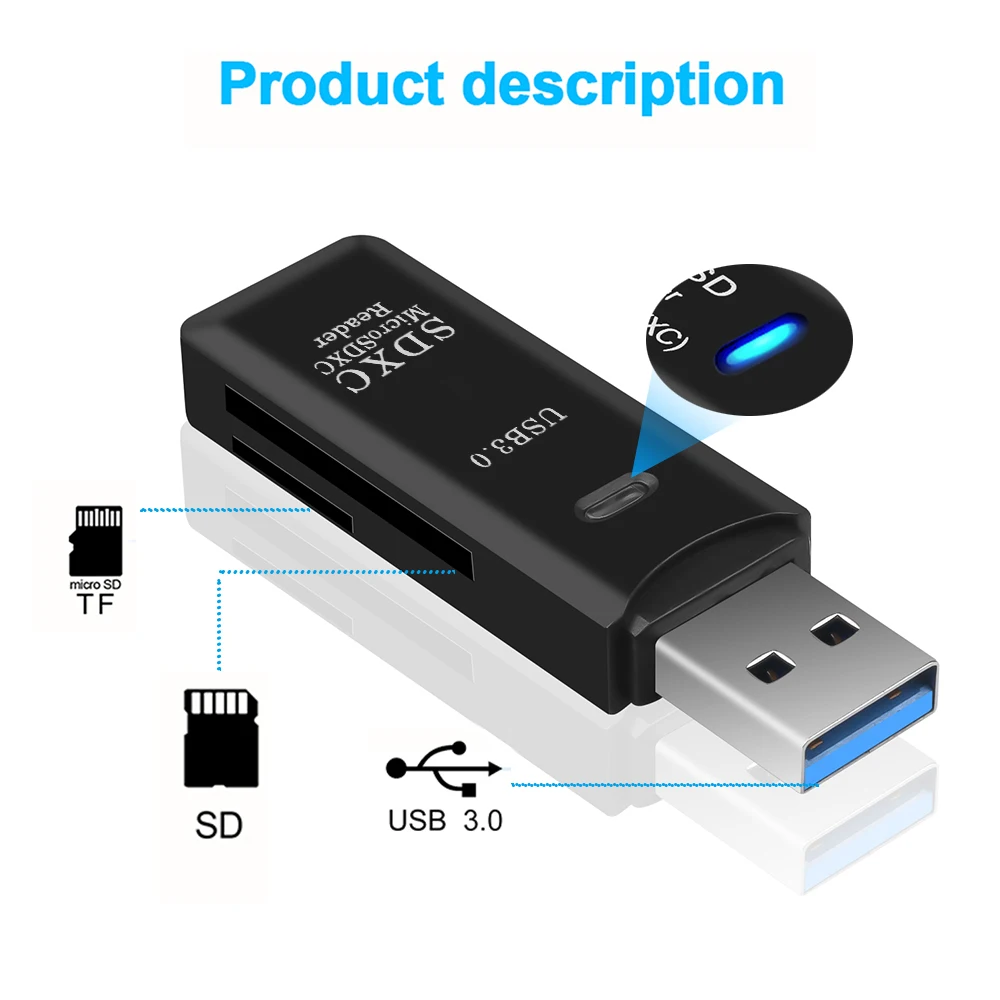 Мини Супер скорость 2 в 1 USB 3 0 кардридер для SDHC SDXC Micro SD адаптер SD/TF Транс-флэш-карта конвертер инструмент