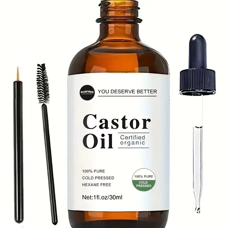 Organic castor oil is used to thicken, thicken, and stimulate the growth of eyelashes, eyebrows, and hair fast hair growth
