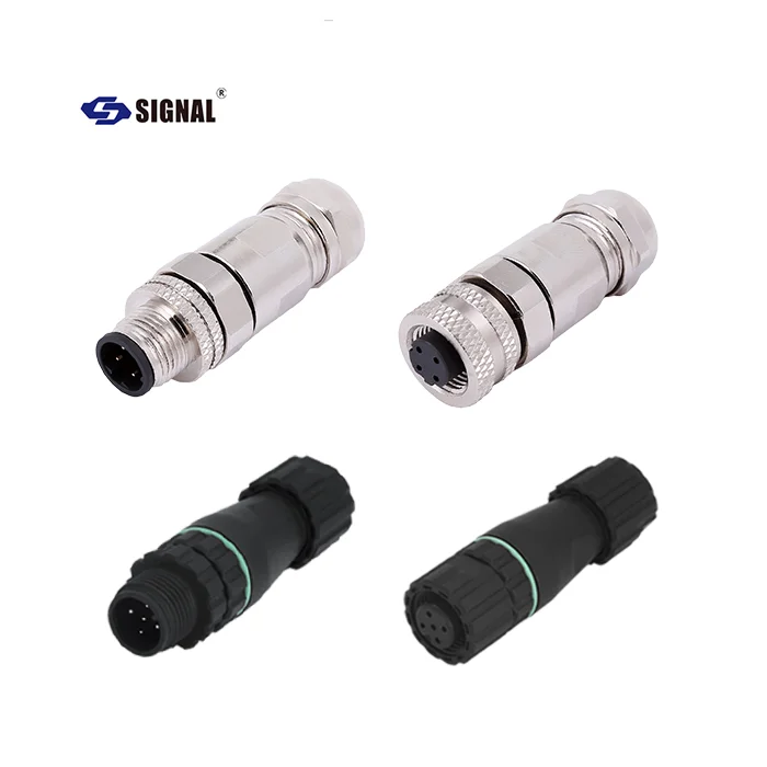 signal M12 5pin Wire Harness Assembly A Code Male Female Connector Plastic Metal Plug With Cable