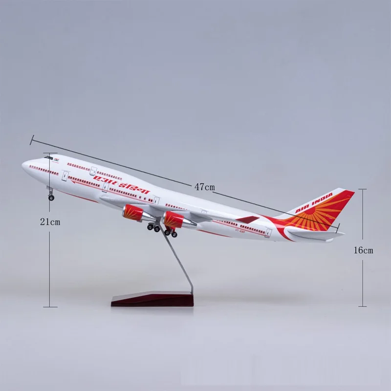 Индия B747 светодиодная модель самолета с голосовым управлением пассажирский самолет 1:150 имитационная пассажирского 47 см