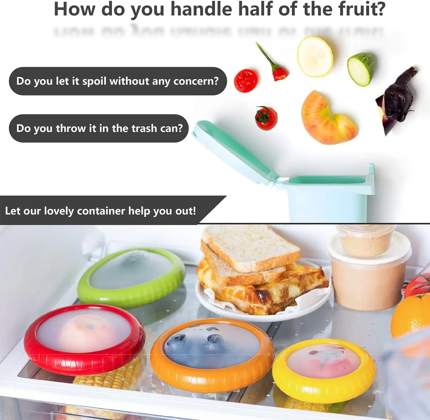 Feiming Small round Modern Design Kitchen Storage Box Anti-Oxidation Stretch Fruit Vegetable for Lemon Tomato Avocado Onion