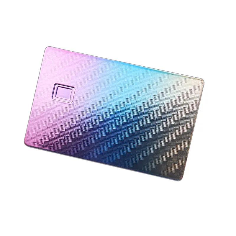 Rainbow Shiny Blank NFC Chip 4442 Stainless Steel Metal Credit Card Waterproof RFID Waterproof Electroplating Process Metal Tag