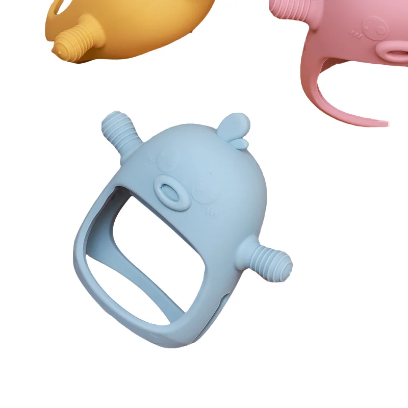 Teether Food Grade Cute Duckling Glove Teether Baby Infant Teething Teething Soother Silicone Teether