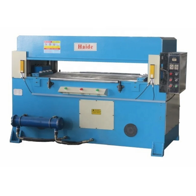 Hydraulic die-cutting machine is applicable to fabric cutting in various industries such as tarpaulin window cutting/umbrella/co