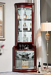 The Best End-Top Antique Corner Display Bar Cabinet Wine Cabinet With Glass Door