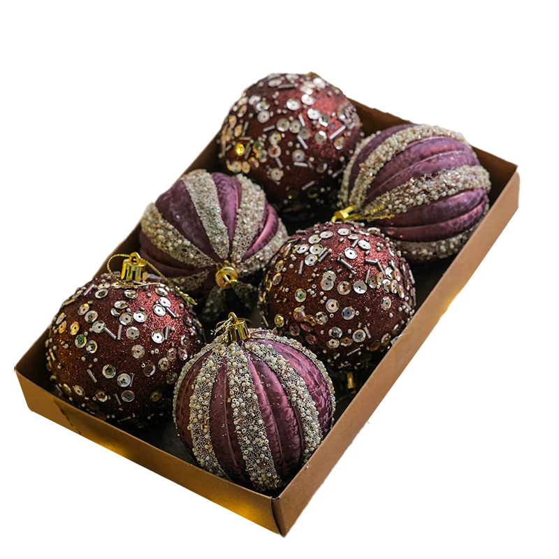 New Design Hot Selling Christmas Ball Decorations Fabric Christmas Ball Hanging Ornaments For Sale