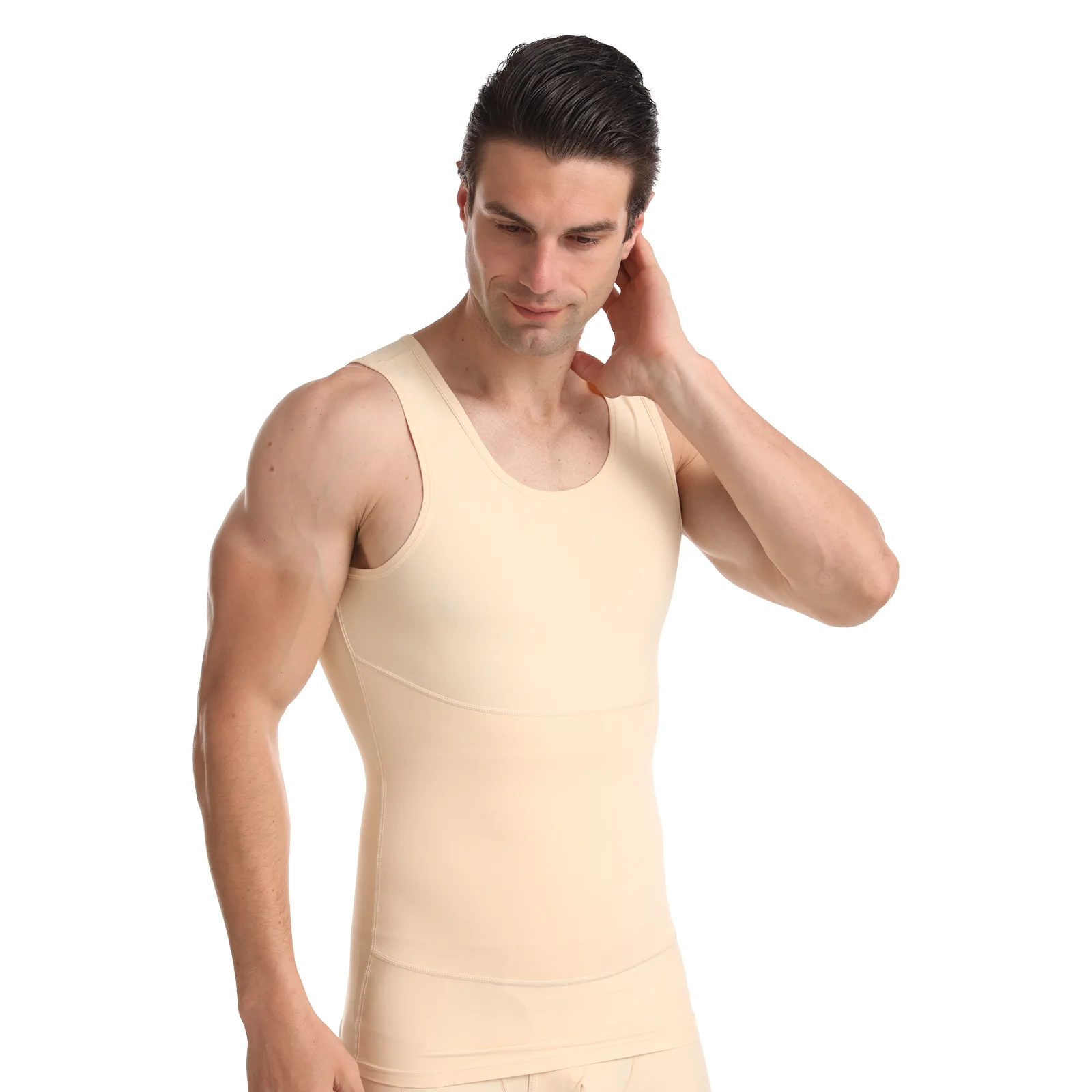 Amazon Plus Size Men Body Shapers Tank Tops Elastic Tight Fitting Sleeveless T-Shirt Vests Slimming Shaping Vest muscle top