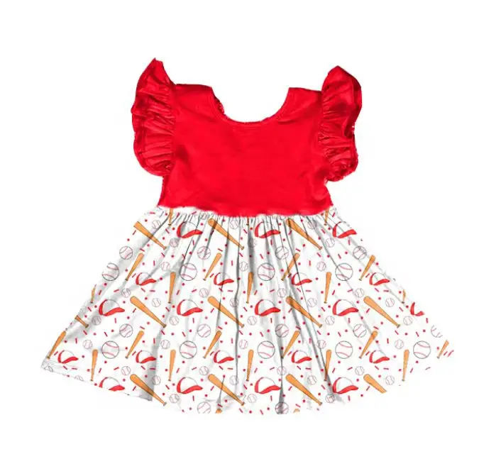 MR022 2-12 year old New fashion Girls Toddler Summer Dresses Kids Flower Girls Wear Baby girls Trembling sleeve dress