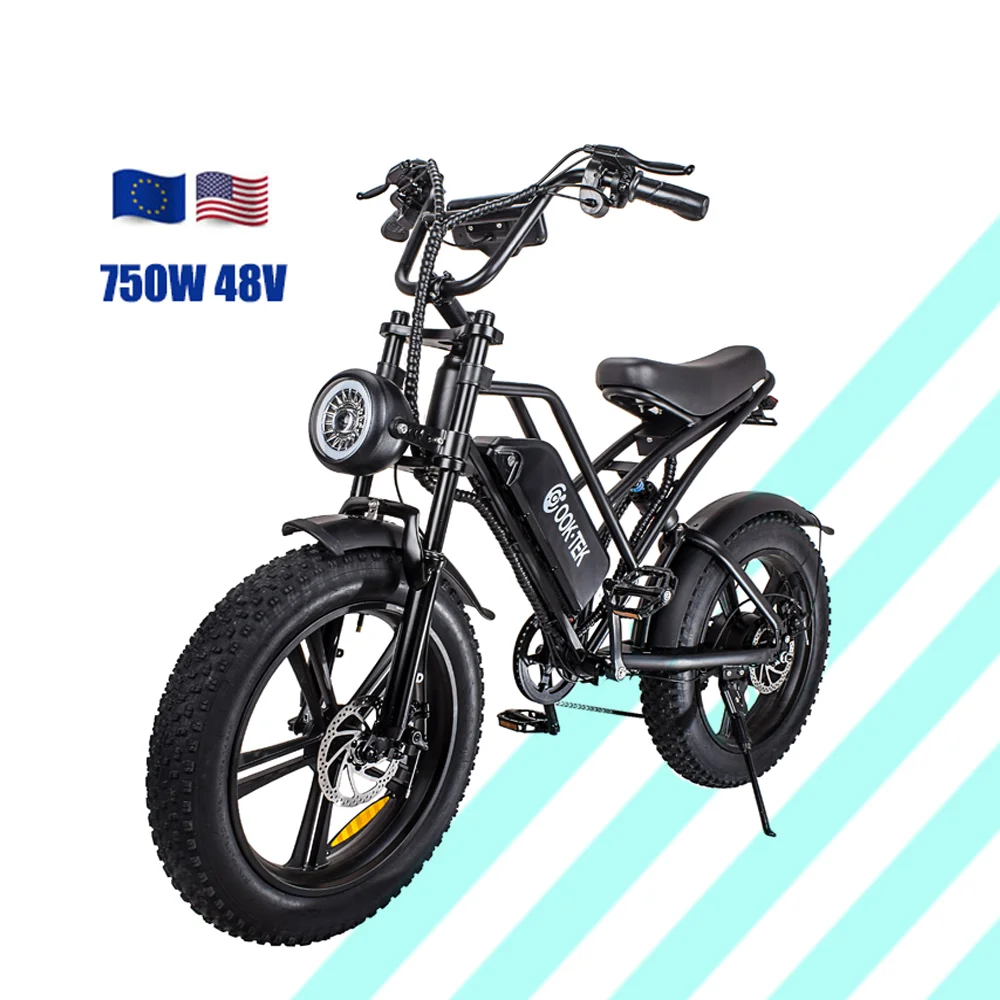 EU US warehouse 20 inch fat tire Electric hybrid bike 7 speed high-capacity iron frame motor bicycle