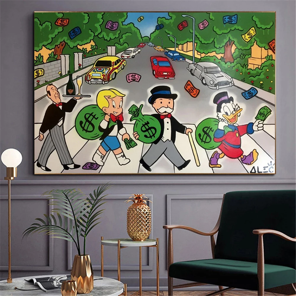 Cartoon Graffiti Art Alec Monopolis Posters and Prints Canvas Paintings Wall Art Pictures for Living Room Decor No Frame