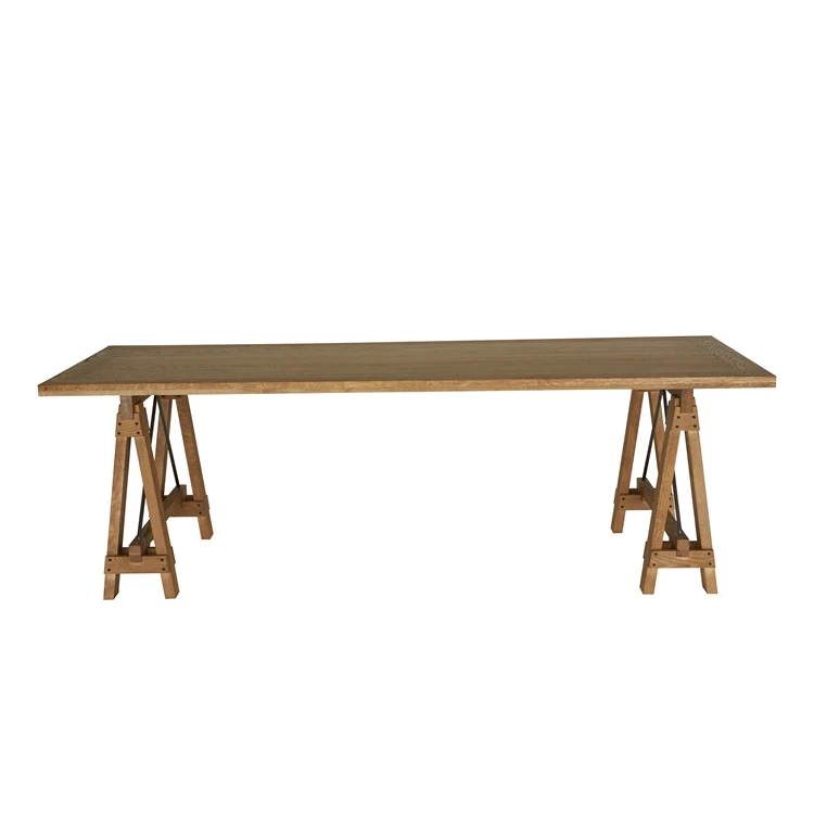 Unique Design Hot Sale Oak Metal Material Custom Solid Wood Table Top Dining table with natural oak furniture