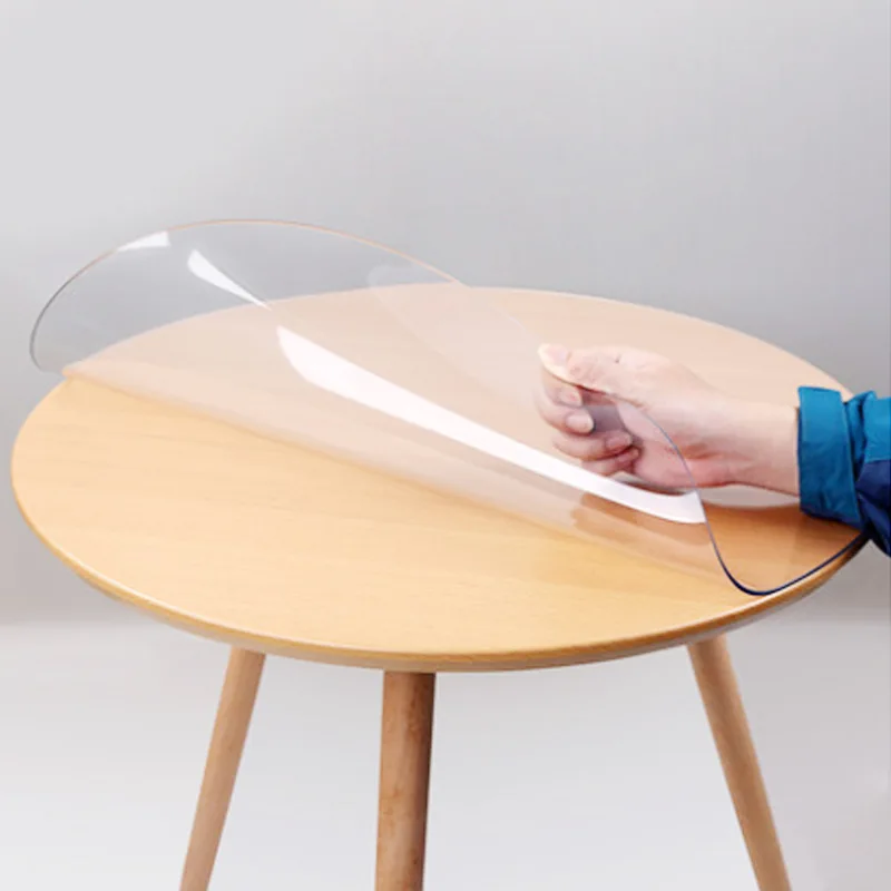 Custom Clear Waterproof Vinyl PVC PU Crystal Disposable Plastic Soft Glass Tablecloth Under Dish Round Table