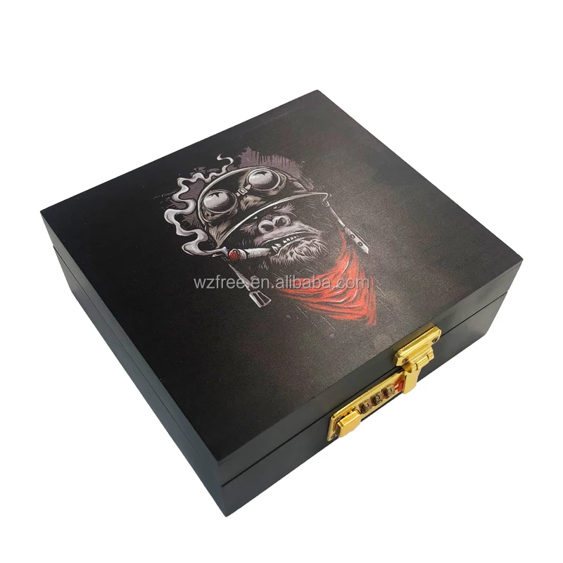 Customized Personalized Coded Lock Cigarette Storage Box Smoking Multifunctional Handmade High-end Tobacco Cigar Box
