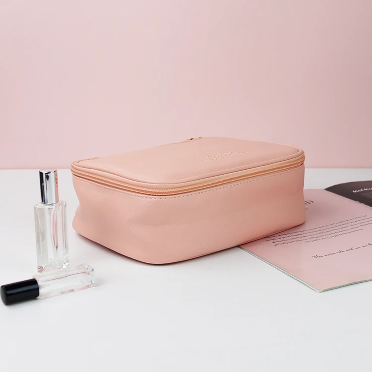 Pure Color Customized Logo Travel Wash Bags Makeup Bag Pink Toiletries Pouch Bag