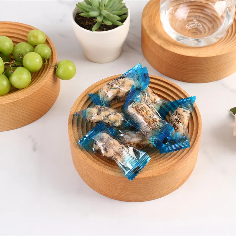 
Customization Logo Round Tray Round Shape Wooden Serving Plate Wooden Fruit Plate Food Wood Tray 