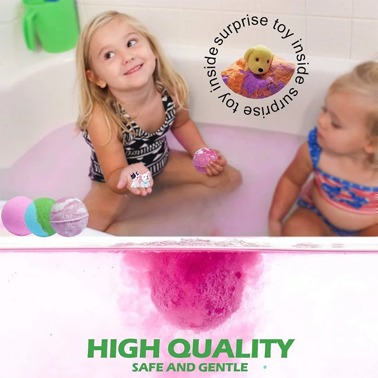 
Natural OrganicBath Bombs for Kids with Surprise Toys Inside Gentle and Kids Safe Spa Bath Fizz Balls Kit Kids Bath Bombs 