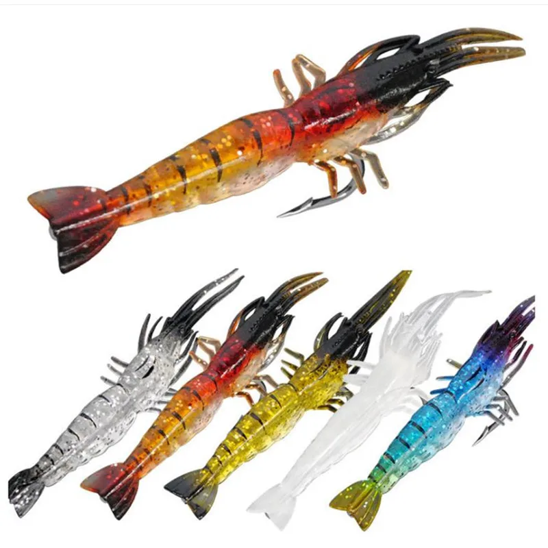 New Arrival Shrimp Soft Plastic Lure Artificial Bait With Hooks Swivels Sabiki Rigs Fishing Tackle