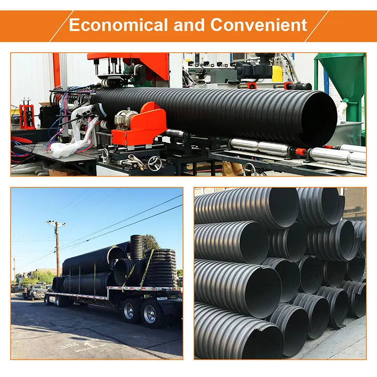 ПЭ крупнокалиберные дренажные сильфоны похороненные Hdpe стальная полосовая труба стальной ремень усиленные двустенные