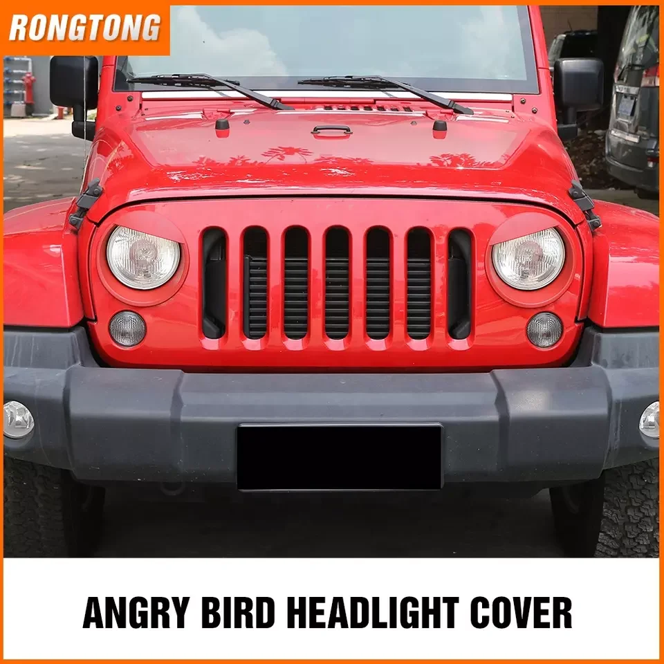 Newest Arrival Red ABS Birds Headlight Cover Front Headlight Trim Cover for Jeep Wrangler 07-16