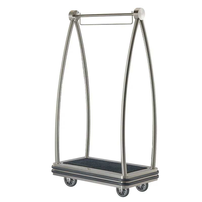 Modern Stainless Steel Bellman Baggage Cart Hotel Lobby Luggage Trolley for Airport Use by Bellboys