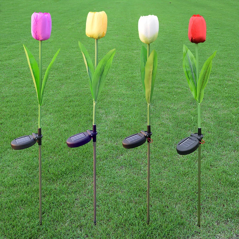 New design solar garden energy garden lights imitate tulips outdoor landscape layout lawn lights
