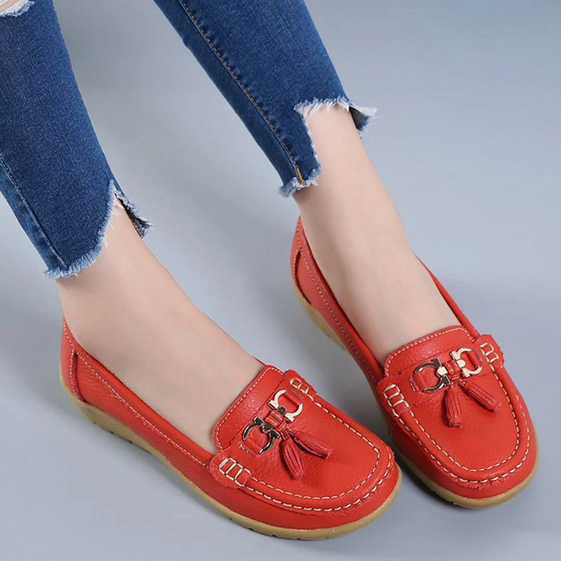 Women Flats Ballet Shoes Leather Breathable Boat Shape Ballerina Ladies Casual Dropshipping china to usa canada uk france