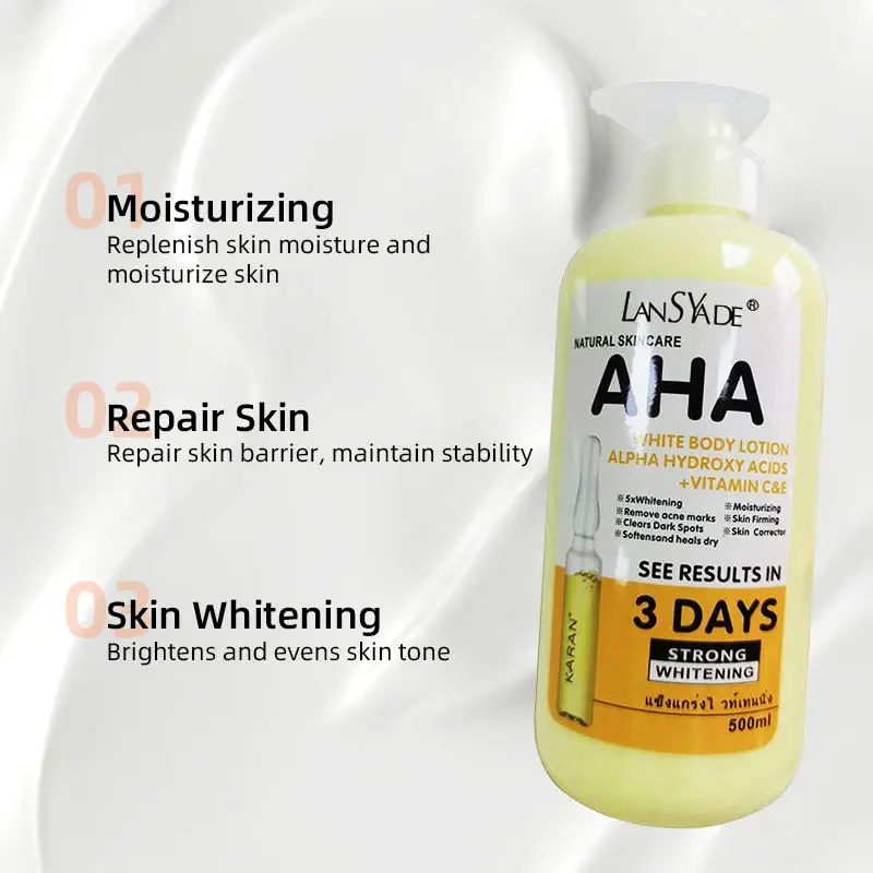 Wholesale Whitening Body Lotion Lightening Hydrating Body Milk AHA Vitamin C Shea Butter Nourish Skin Anti-aging
