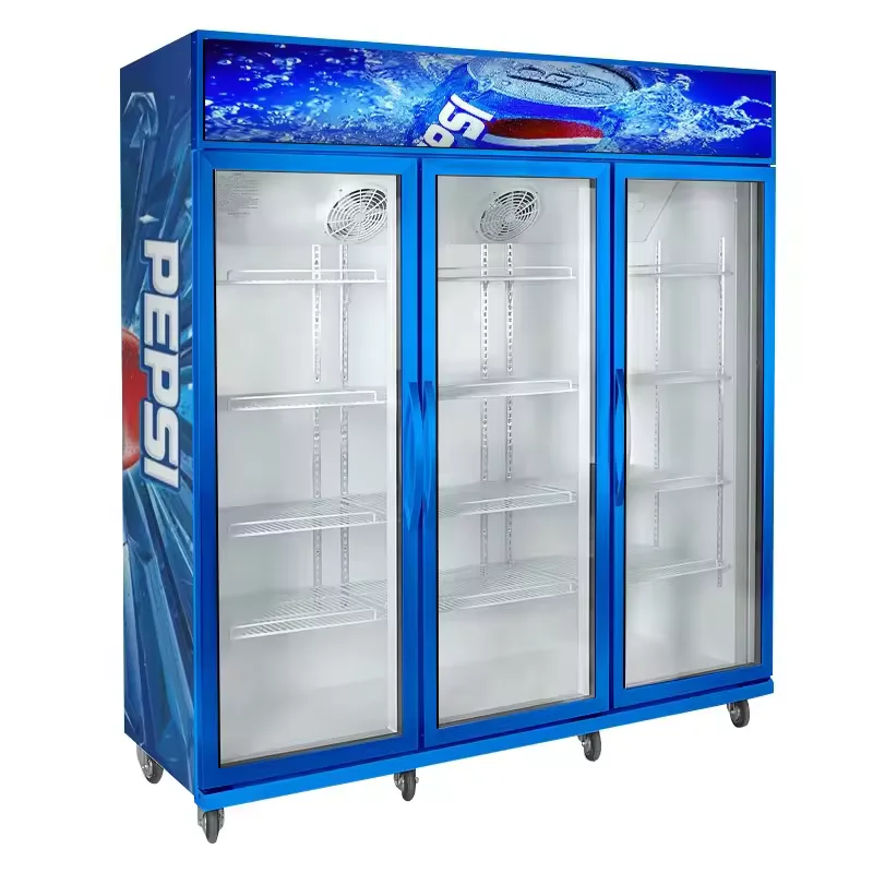 good quality pepsi cola Commercial beverage upright glass display showcase freezer cooler freezing refrigerator chiller