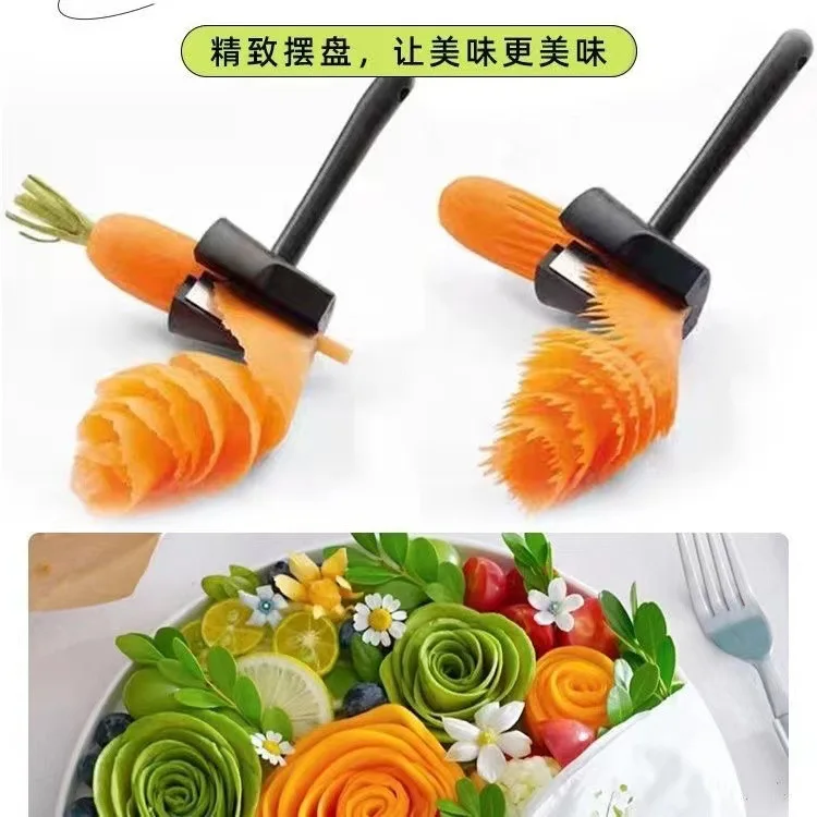 Multi-function flower roller stainless steel spiral slice salad flower roller universal fruit and vegetable carrot cucumber tool