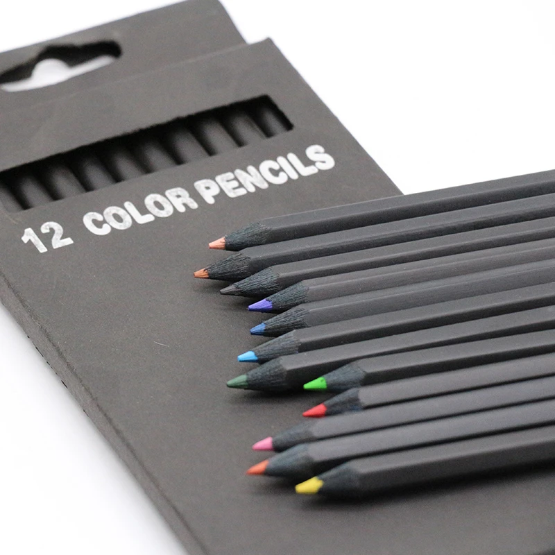 Factory wholesale Customized Wooden Colored Pencils set 12 Pack High Quality Wood Colored Pencils 12 colors