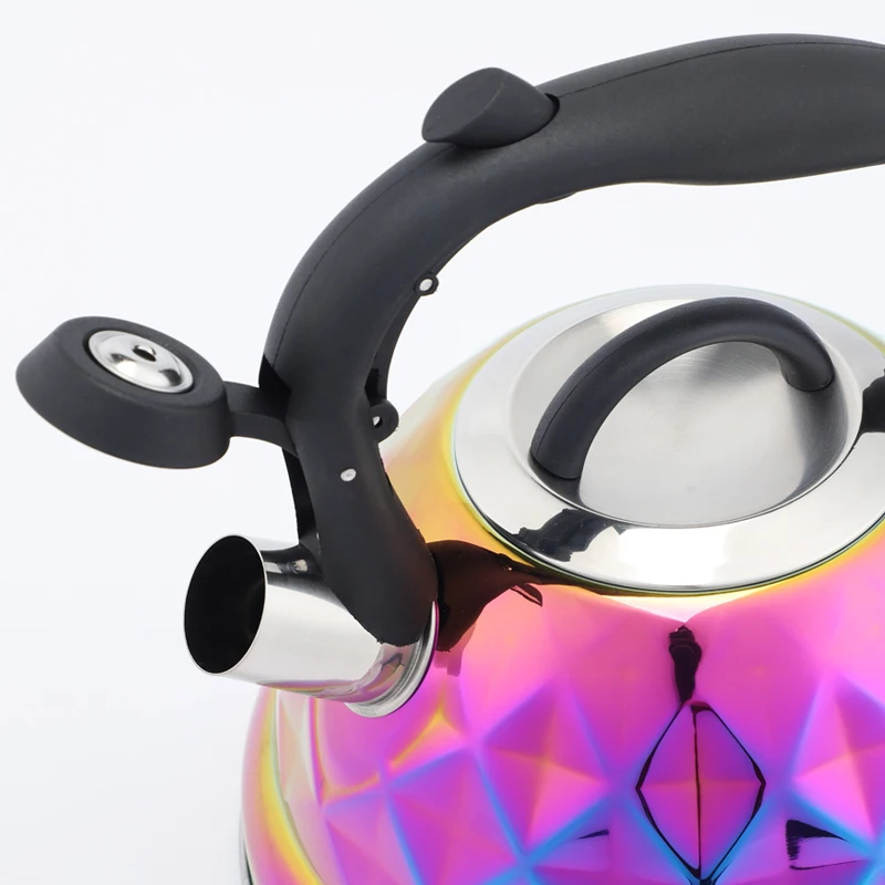 2.8L Rainbow Colors Stove Top Whistling Tea Kettle Stainless Steel Water Kettle