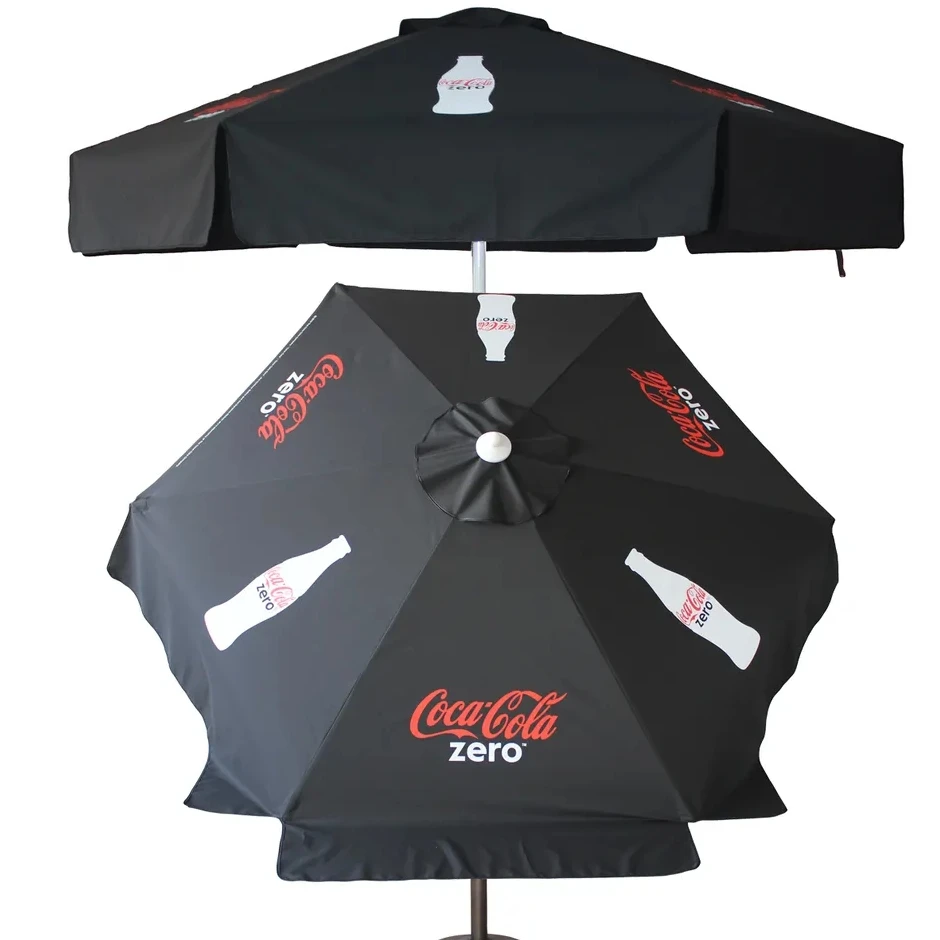 Portable Garden and Beach Advertising Sun Umbrella with Custom Logo Black Coating Panel Marketing Tool