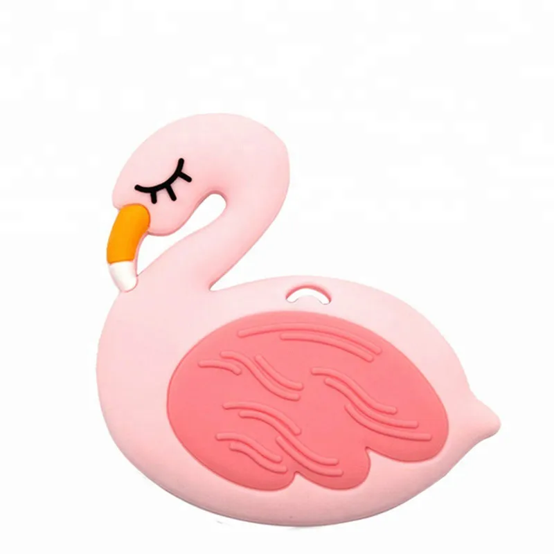 
 Хит продаж, Прорезыватель для зубов из пищевого силикона, не содержит Бисфенол А, 2021 силиконовый Прорезыватель с фламинго, погремушка, игрушка для детей  
