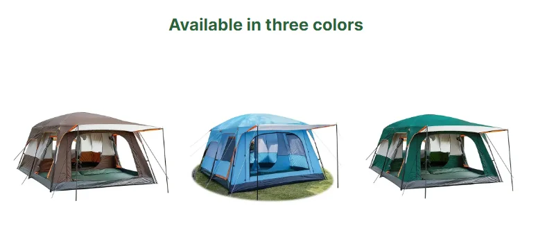 2 Rooms 1 Living Room Waterproof Extra Large Space 8 To 12 Persons Portable Family Outdoor Camping Tent