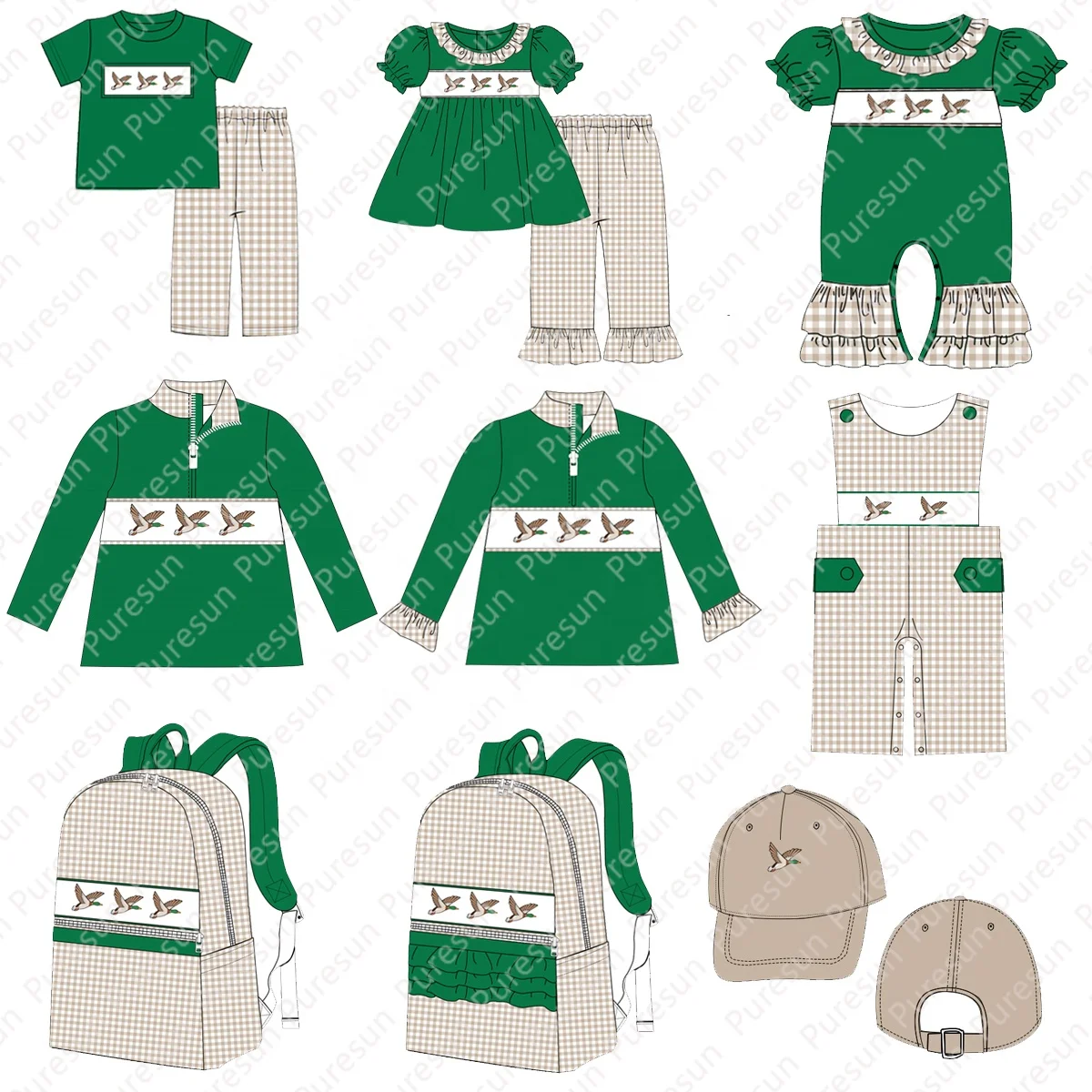 Toddler boy custom mallard ducks print Bamboo PJs wholesale baby boy two pieces outfit OEM kids long sleeve cotton pajama set