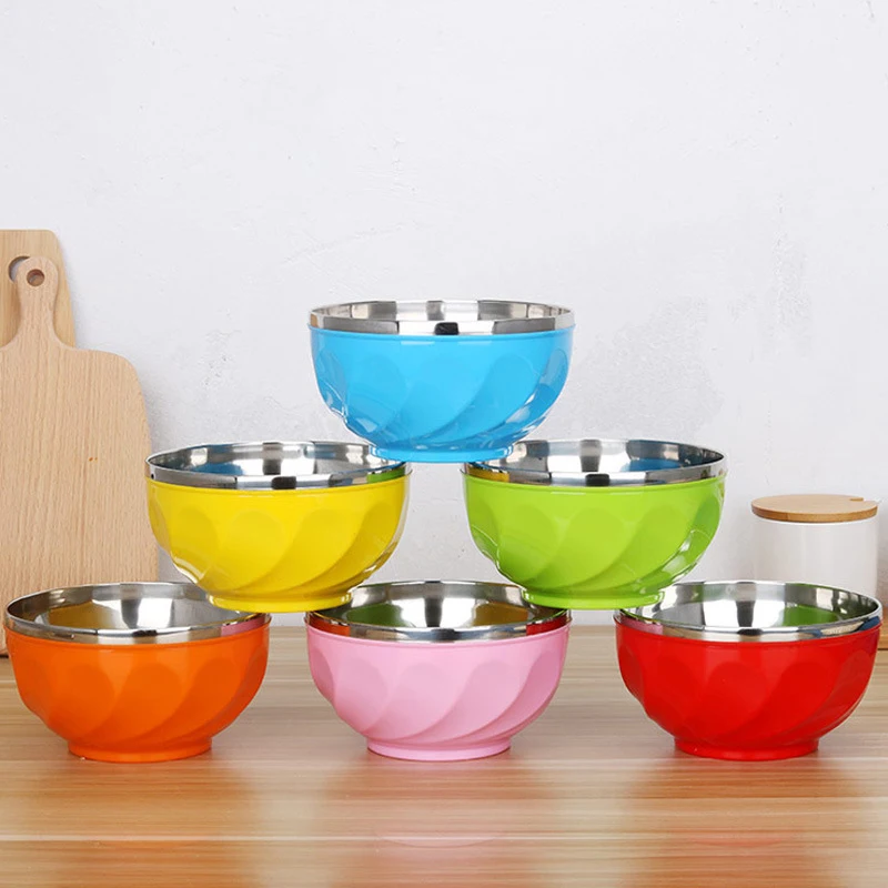 Горячая продажа Красочные 6 шт дети чаша набор 15 см миска из нержавеющей стали